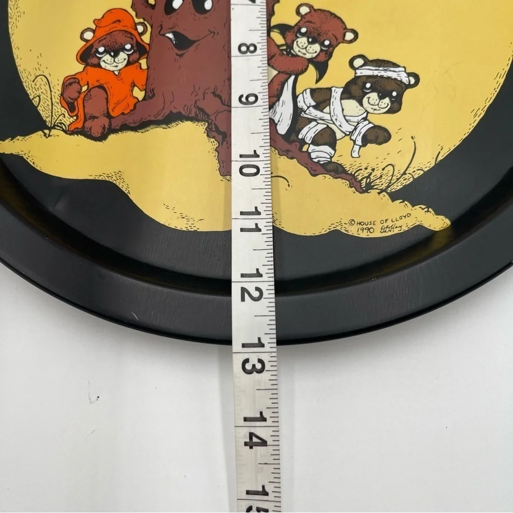 Vintage 1990 Retro Happy Halloween Bear Round Metal Serving Tray House of Lloyd - Picture 5 of 5